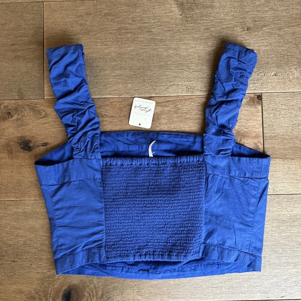 Free People Ashley Cropped Tank Top OB1716216 Mazarine Royal Blue Women's M NEW - Picture 5 of 6